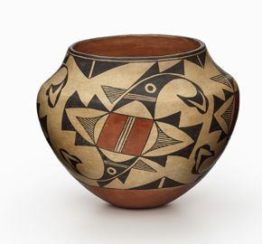 Pueblo (Acoma), Acoma Jar with Abstract Bird Design, early 1900s, clay, slip, and paints