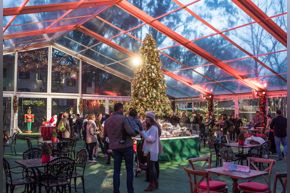 Bayou Bend Christmas Village - tent with tree