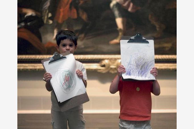 boys with drawings