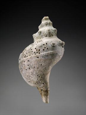 Celestial Conch Shell with Skulls