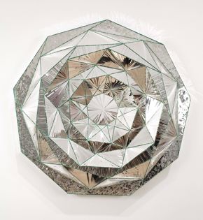 Monir Farmanfarmaian, Nonagon, 2011, mirror and reverse glass painting on plaster and wood