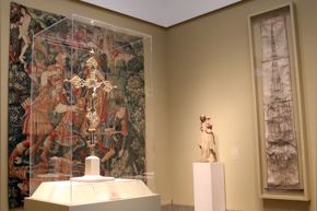 FOR MEDIEVAL GALLERY BLOG POST ONLY - Beck gallery with cross, tapestry, Rouen drawing