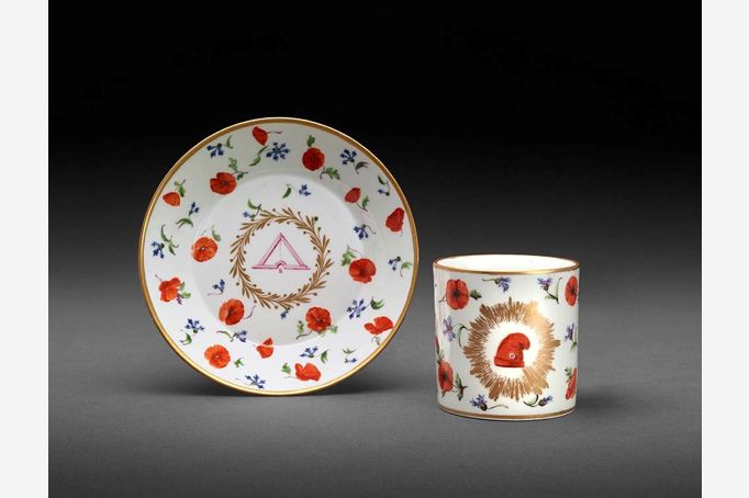 Sèvres, Revolutionary Cup and Saucer, 1794, hard-paste porcelain with enamel and gilding